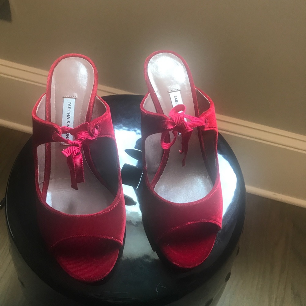 Tabitha Simmons red velvet heels